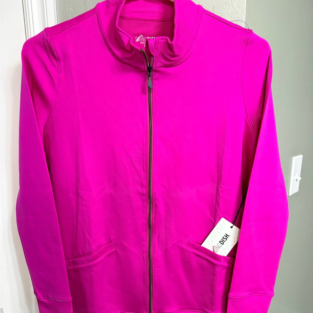 Swing Dish Bright Pink Zip-Up jacket Golf or Athletic)